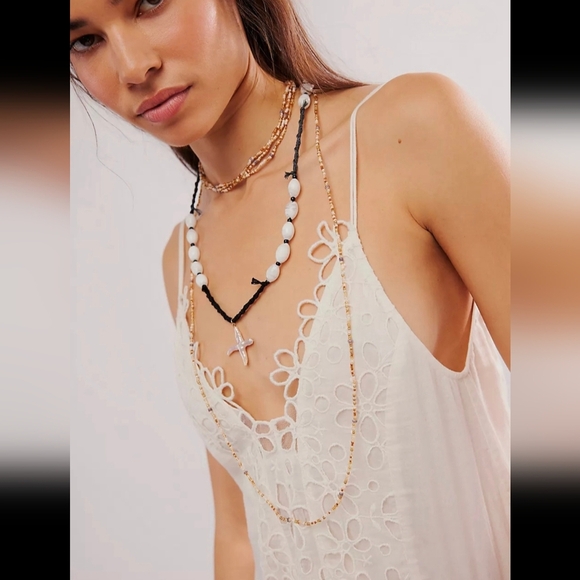 Free People Jewelry - Ariana Ost (Free People), Easy Does It Pearl Strand Necklace, Black/White -NEW!